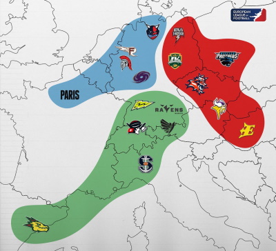 Die drei Conferences der European League of Football 2023