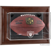 Las Vegas Raiders Football-Vitrine mit braunem Rahmen und Wandmontage