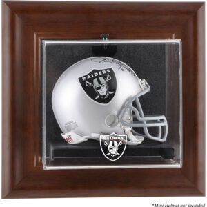 Las Vegas Raiders Mini-Vitrine für Helme, braun gerahmt und zur Wandmontage