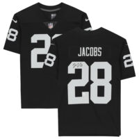 Josh Jacobs – Limitiertes, signiertes schwarzes Nike-Spieltrikot der Las Vegas Raiders