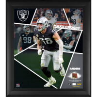 Maxx Crosby Las Vegas Raiders – gerahmte Collage aus Impact-Spielern, 38,1 x 43,2 cm, mit einem Stück eines beim Spiel verwendeten Footballs – limitierte Auflage von 500 Stück