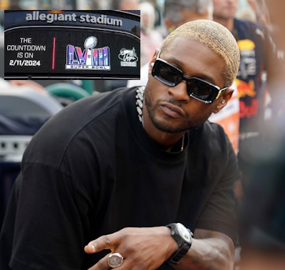 Usher tritt bei Super Bowl LVIII Halbzeit Show in Las Vegas auf