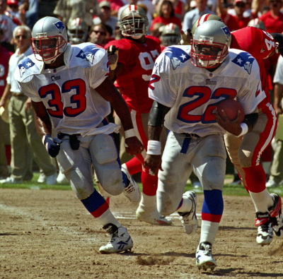 New England Patriots 1995, Sam Gash (33) und Dave Megget (22)