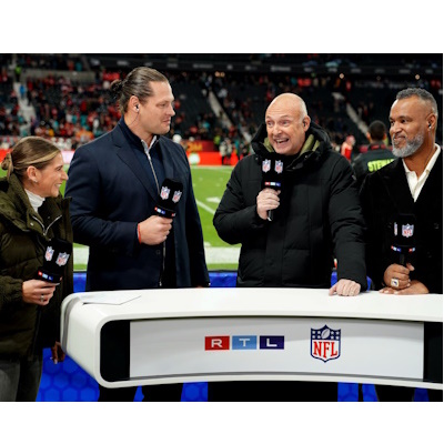 RTL NFL, Jana Wosnitza, Markus Kuhn, Frank Buschmann und Patrick Esume