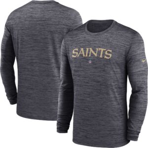 Schwarzes Nike New Orleans Saints Sideline Team Velocity Performance-Langarm-T-Shirt für Herren