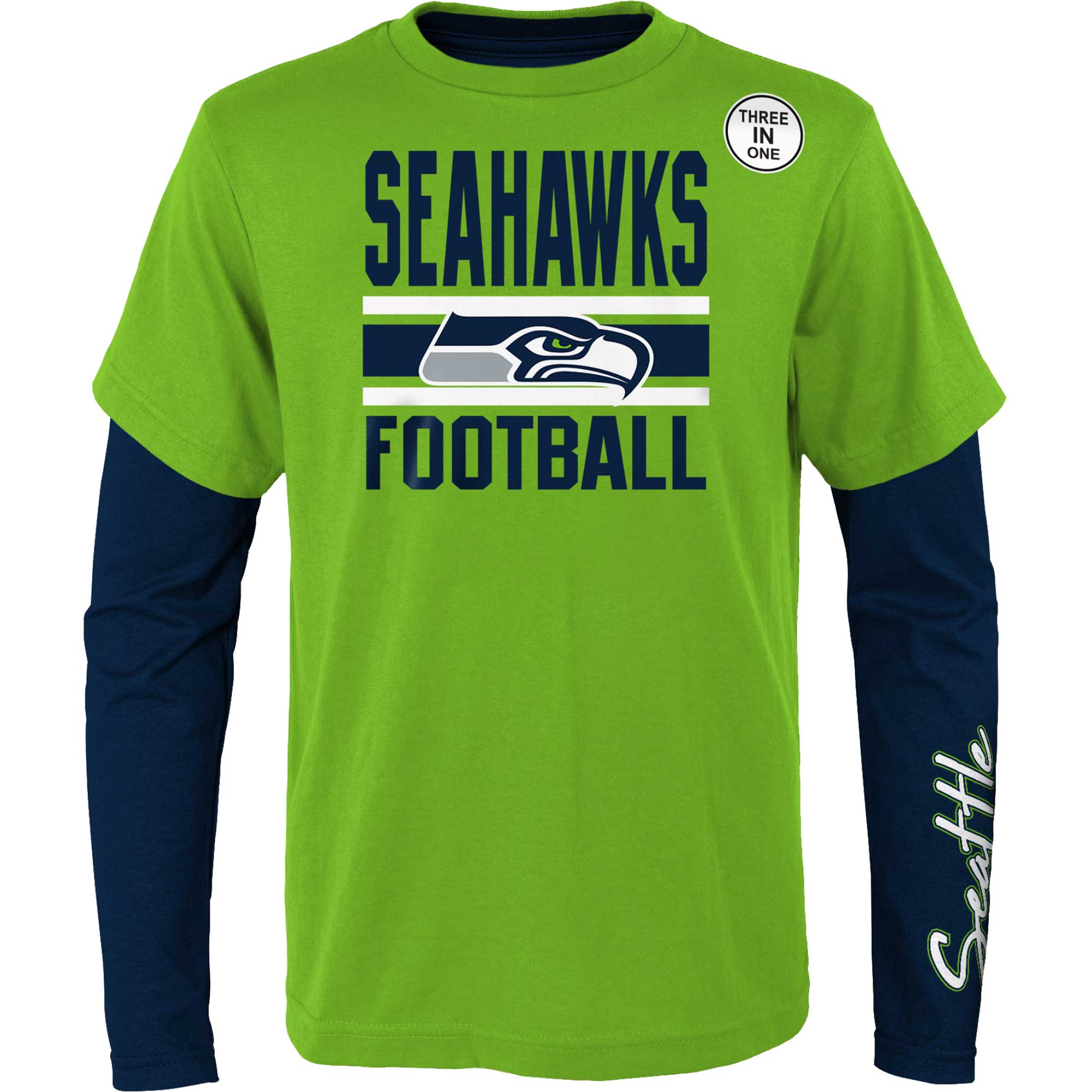 Neongrün/Marineblaues Seattle Seahawks Fan-Lieblings-T-Shirt-Kombi-Set für Jugendliche