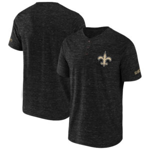 Schwarzes New Orleans Saints Slub Henley-T-Shirt aus der NFL x Darius Rucker-Kollektion von Fanatics für Herren