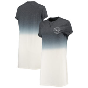 Philadelphia Eagles Ombre Tri-Blend-T-Shirt-Kleid für Damen in meliertem Schwarz/Weiß von Junk Food