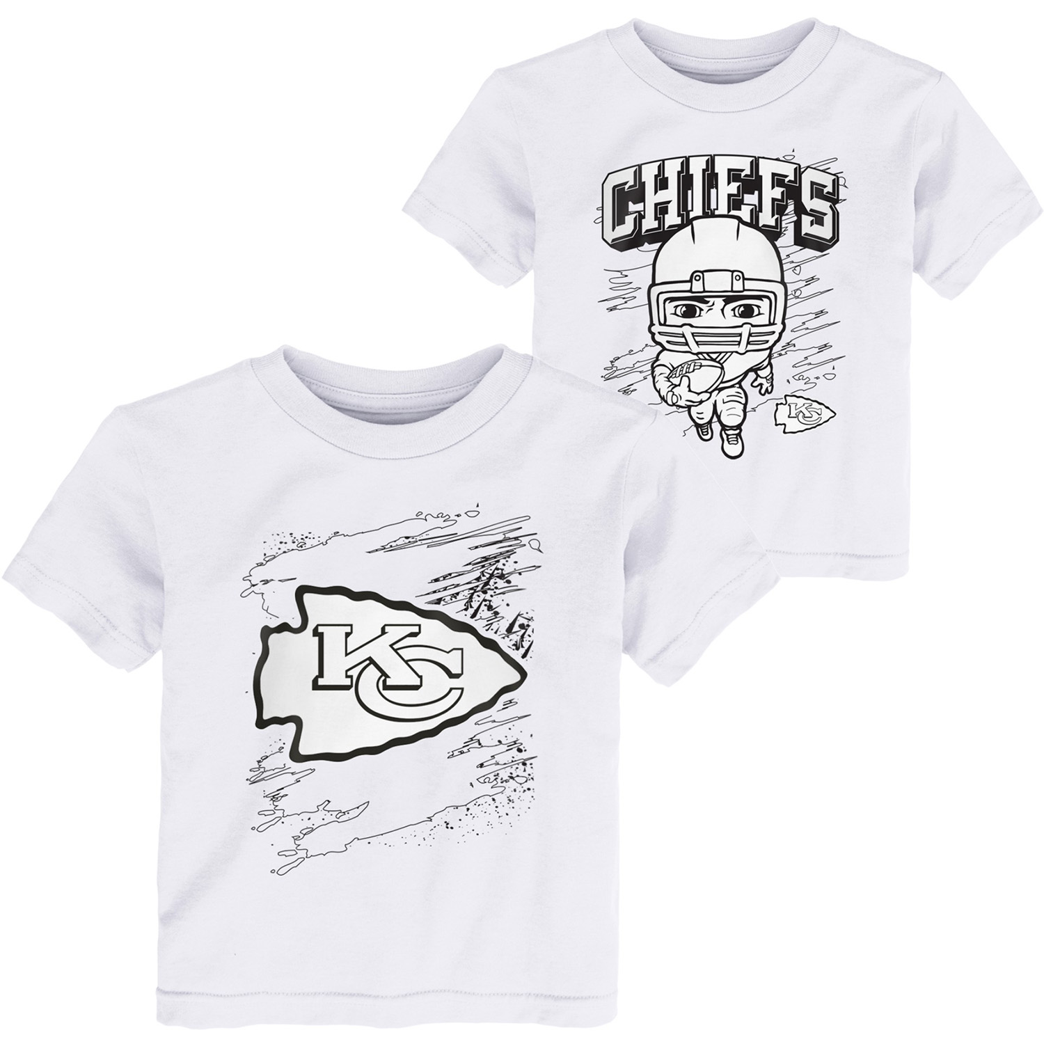 Zweier-Pack T-Shirt-Set der Kansas City Chiefs zum Ausmalen in Weiß für Kleinkinder