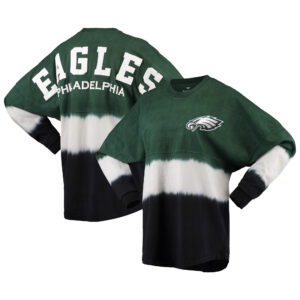 Damen Philadelphia Eagles Ombre Fanatics Langarm-T-Shirt in Mitternachtsgrün/Schwarz