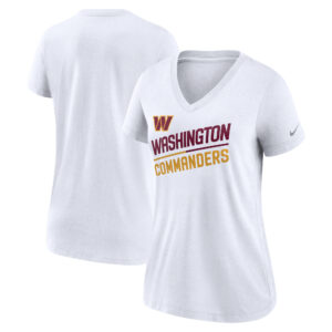 Weißes Nike Washington Commanders Slant Logo Tri-Blend-T-Shirt mit V-Ausschnitt für Damen