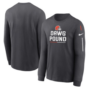 Anthrazitfarbenes Nike Cleveland Browns Team Slogan Langarm-T-Shirt für Herren
