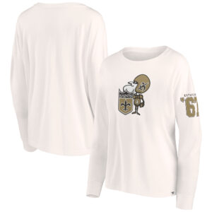 Cremefarbenes New Orleans Saints Game Date Fanatics-T-Shirt für Damen, übergroß, kurz, leicht