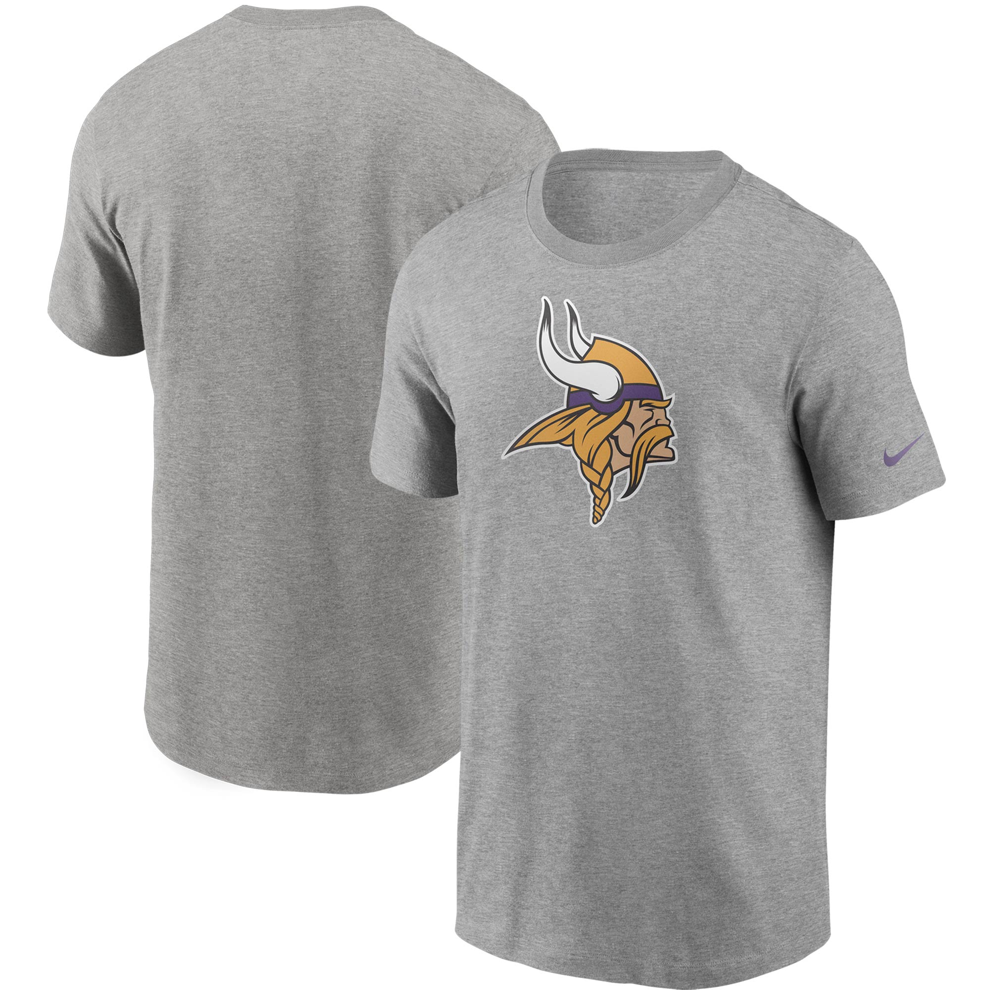 Nike Heathered Grey Minnesota Vikings Primary Logo T-Shirt für Herren