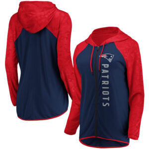 New England Patriots Forever Fan Logo Fanatics Kapuzenjacke mit durchgehendem Reißverschluss für Damen, Marineblau