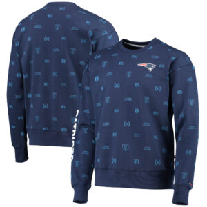 Tommy Hilfiger – Pullover-Sweatshirt „New England Patriots Reid“ mit Grafik für Herren, Marineblau