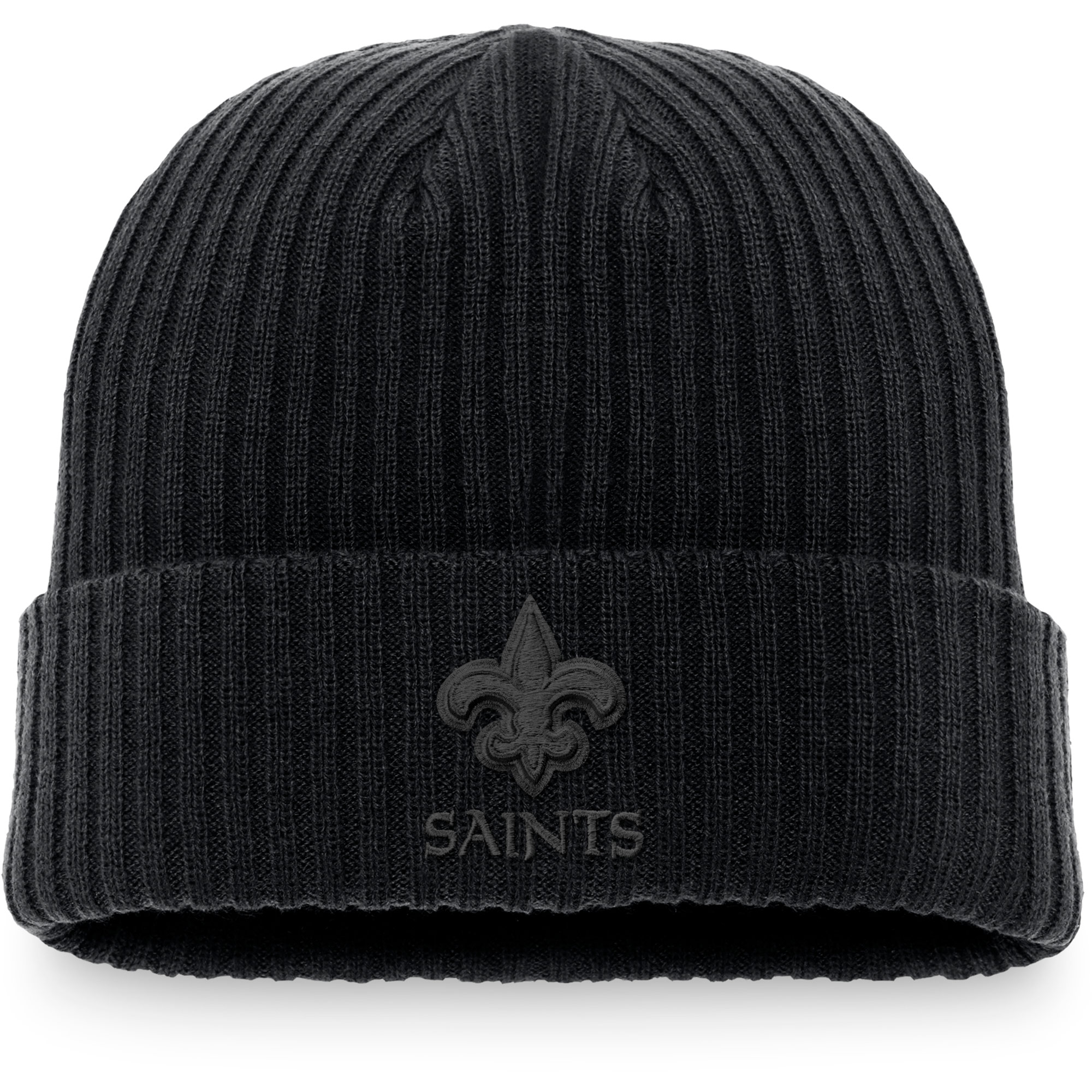Schwarze New Orleans Saints Fanatics Strickmütze mit Bündchen in Ton in Ton für Herren