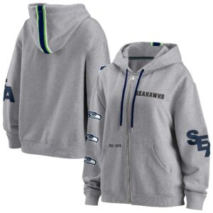 Grauer Seattle Seahawks-Kapuzenpullover mit durchgehendem Reißverschluss für Damen von WEAR by Erin Andrews