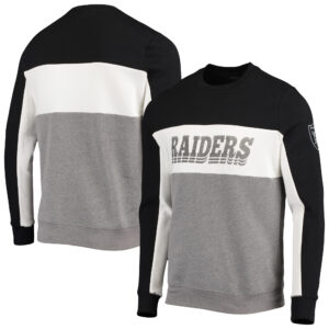 Junk Food Pullover-Sweatshirt „Las Vegas Raiders“ in Schwarz/Silber im Farbblockdesign für Herren