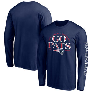 Herren Fanatics Navy New England Patriots Hometown Collection Langarm-T-Shirt mit Gesichtsmaske