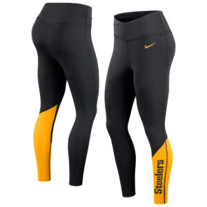 Nike Schwarz/Gold Pittsburgh Steelers 7/8 Performance-Leggings für Damen