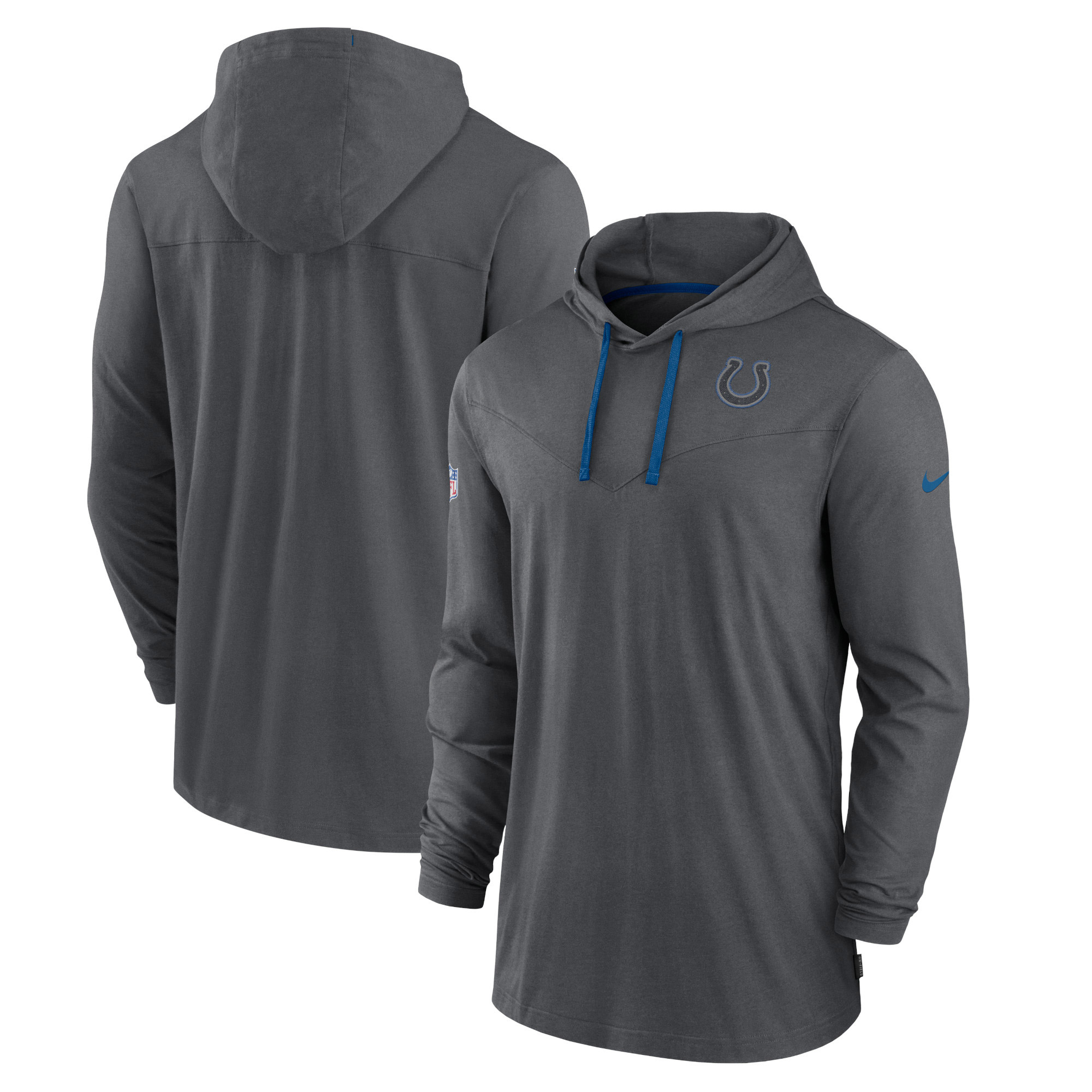 Nike Charcoal Indianapolis Colts Sideline Pop Performance Pullover Langarm-Hoodie-T-Shirt für Herren