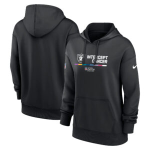 Schwarzer Nike Las Vegas Raiders 2022 NFL Crucial Catch Therma Performance Pullover-Hoodie für Damen