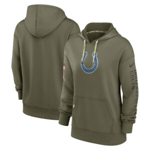 Nike Olive Indianapolis Colts 2022 Salute To Service Performance Pullover-Hoodie für Damen