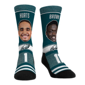 Rock Em Socken Jalen Hurts & A.J. Braune Crew-Socken für Spieler und Teamkollegen der Philadelphia Eagles