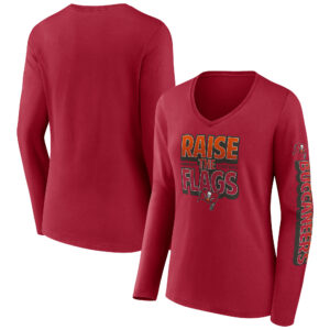 Damen Tampa Bay Buccaneers Hometown Sweep Fanatics – Rotes Langarm-T-Shirt mit V-Ausschnitt