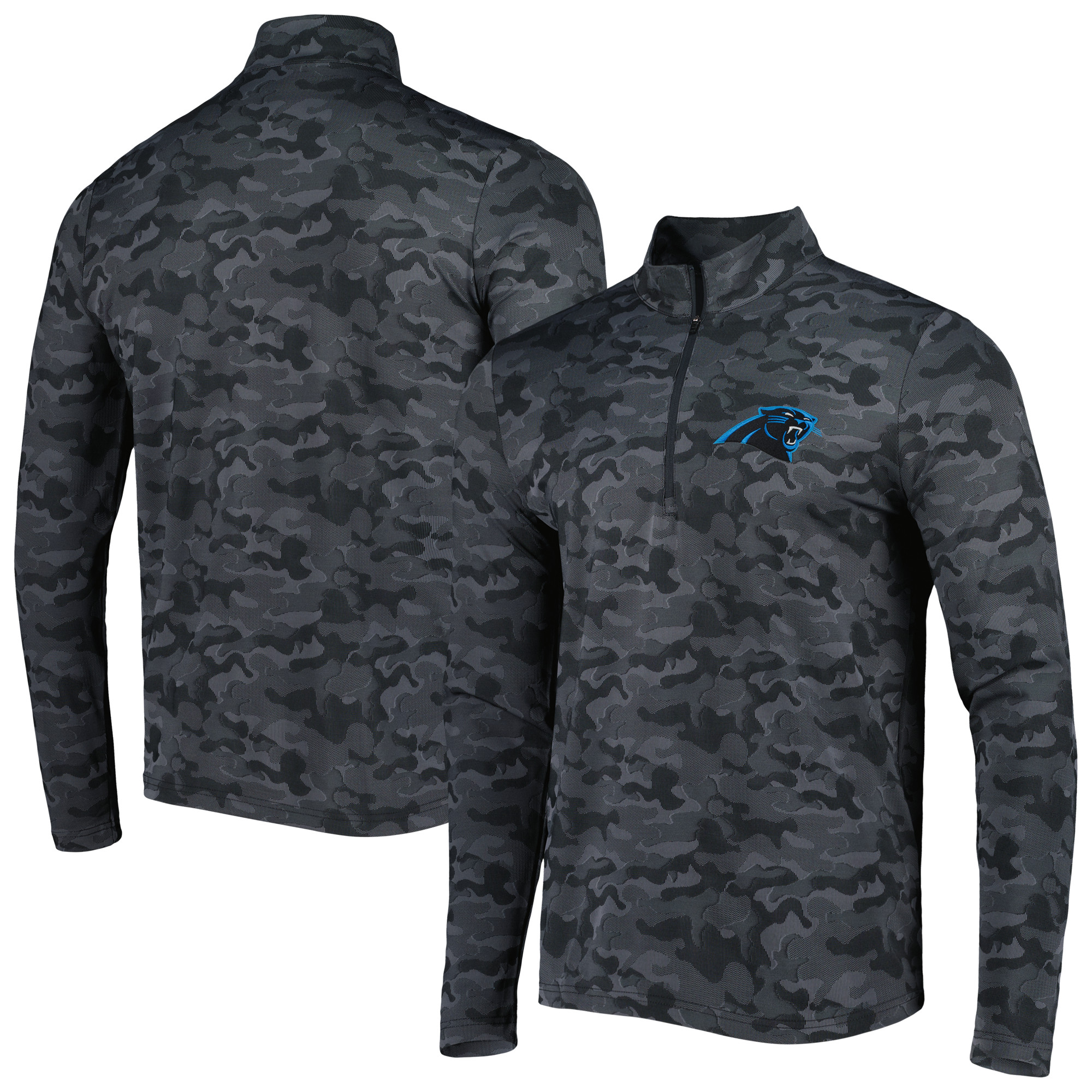 Antigua Carolina Panthers – Schwarzes Brigade-Sweatshirt mit 1/4 Reißverschluss