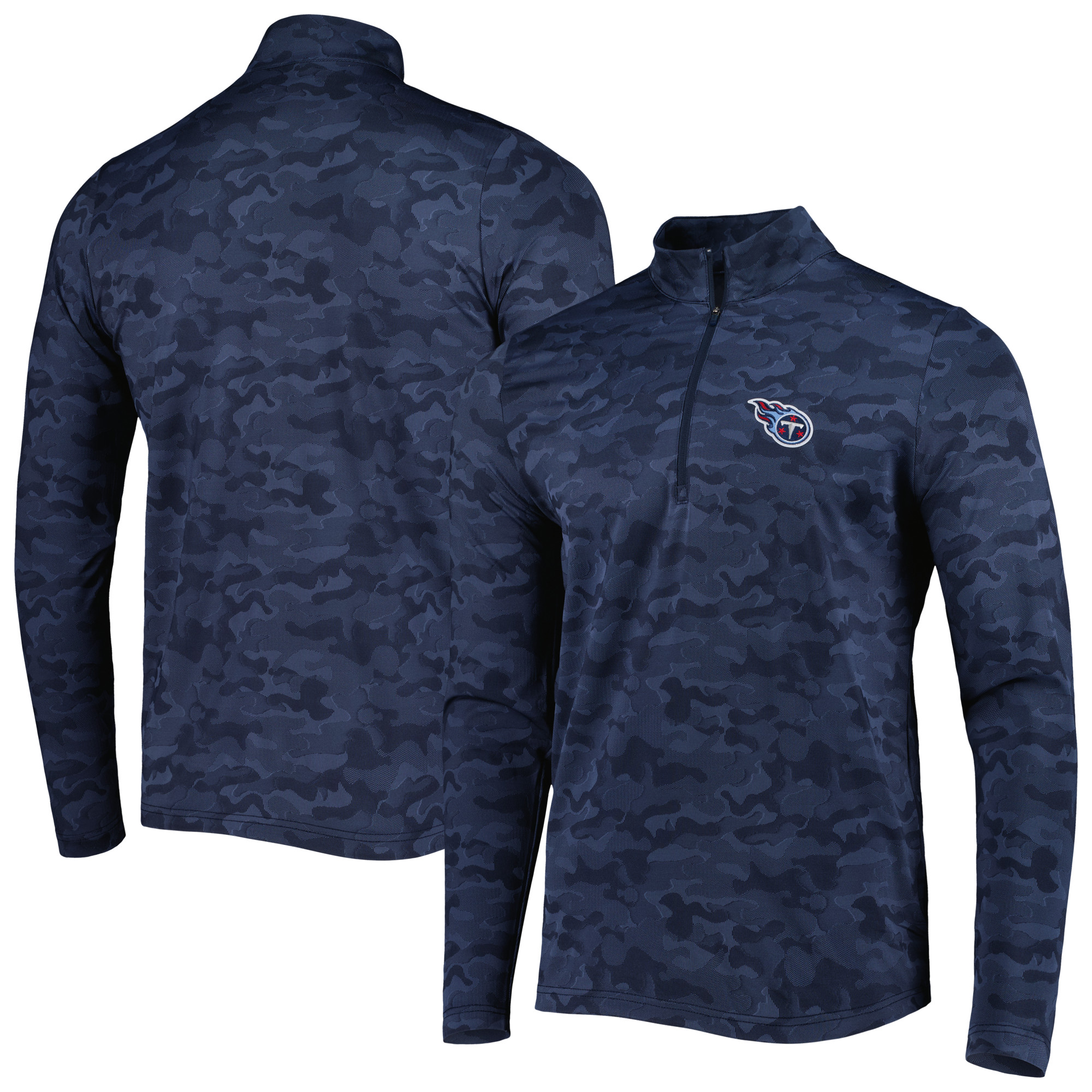 Antigua Tennessee Titans Marineblaues Brigade-Sweatshirt mit 1/4 Reißverschluss