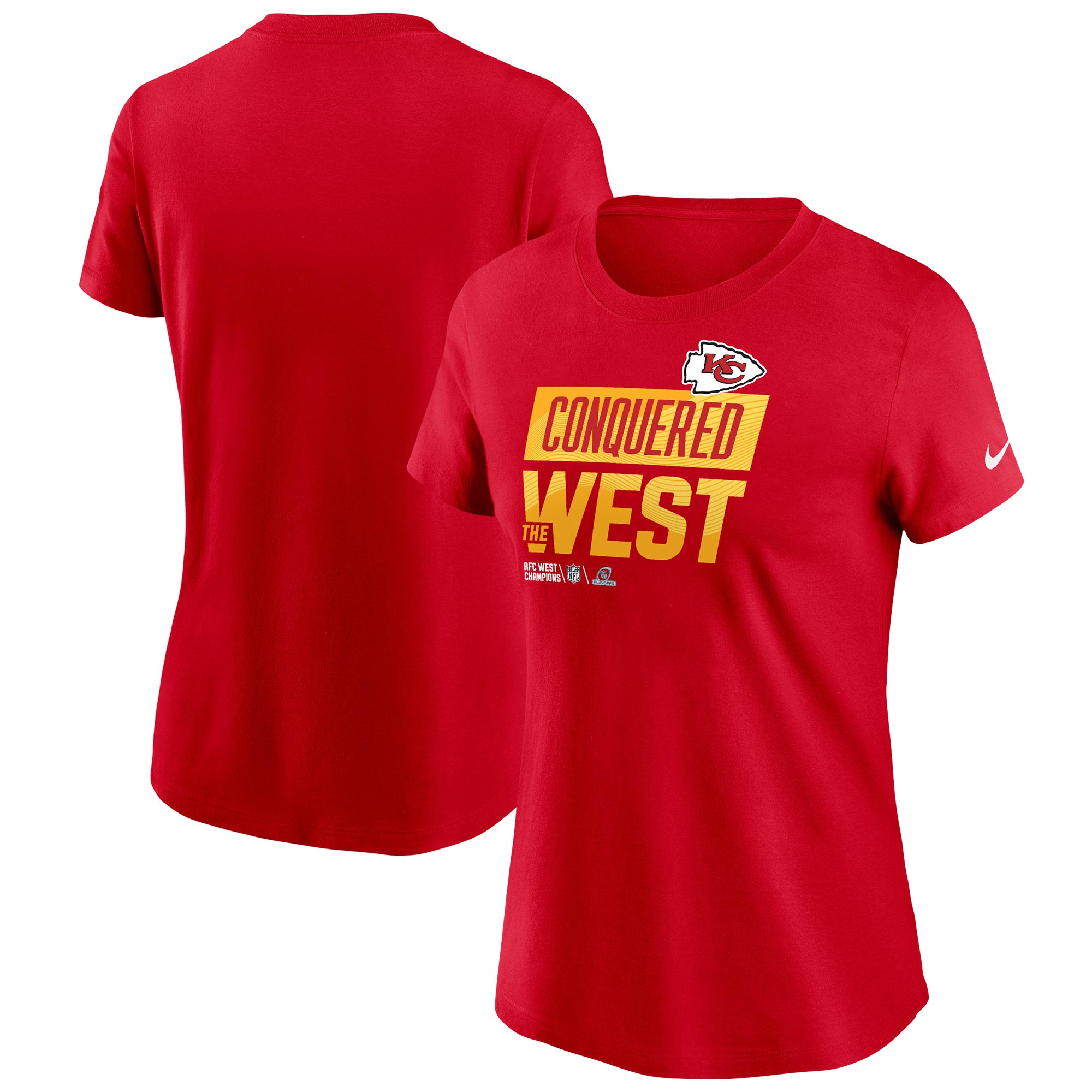 Nike Red Kansas City Chiefs 2022 AFC West Division Champions Locker Room Trophy Collection T-Shirt für Damen