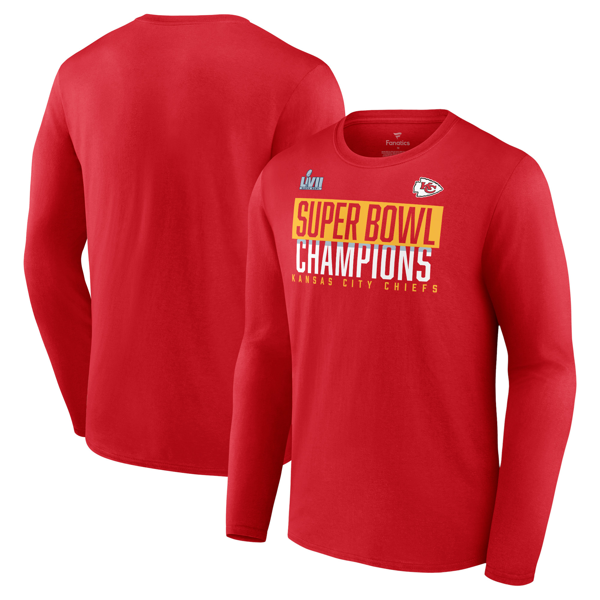 Kansas City Chiefs Super Bowl LVII Champions Fanatics Herren Langarm-T-Shirt mit Schaumstofffingern, Rot