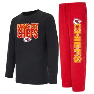 Herren-Schlafset „Concepts Sport“ mit langärmligem T-Shirt und Hose „Kansas City Chiefs Meter“ in Rot/Schwarz