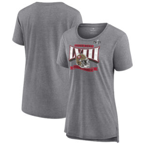 San Francisco 49ers Super Bowl LVIII Our Pastime Fanatics Tri-Blend T-Shirt mit Rundhalsausschnitt, grau meliert, für Damen