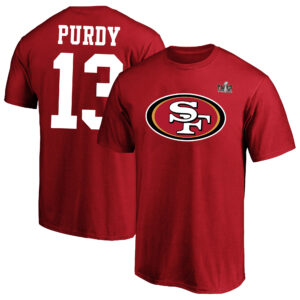 Herren Fanatics Brock Purdy Scarlet San Francisco 49ers Super Bowl LVIII Big & Tall Spielername & Nummer T-Shirt