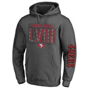 San Francisco 49ers Super Bowl LVIII Fanatics Heather Charcoal Herren-Kapuzenpullover in großen und langen Größen