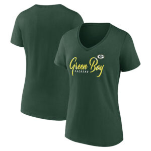 Damen Green Bay Packers Shine Time Fanatics T-Shirt mit V-Ausschnitt, Grün