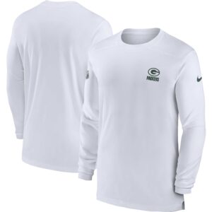 Weißes Nike Green Bay Packers Sideline Coach Performance-Langarm-T-Shirt für Herren