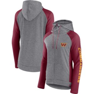 Washington Commanders Blind Side – Leichter Hoodie mit durchgehendem Reißverschluss, Heather Gray/College Burgundy Fanatics für Damen