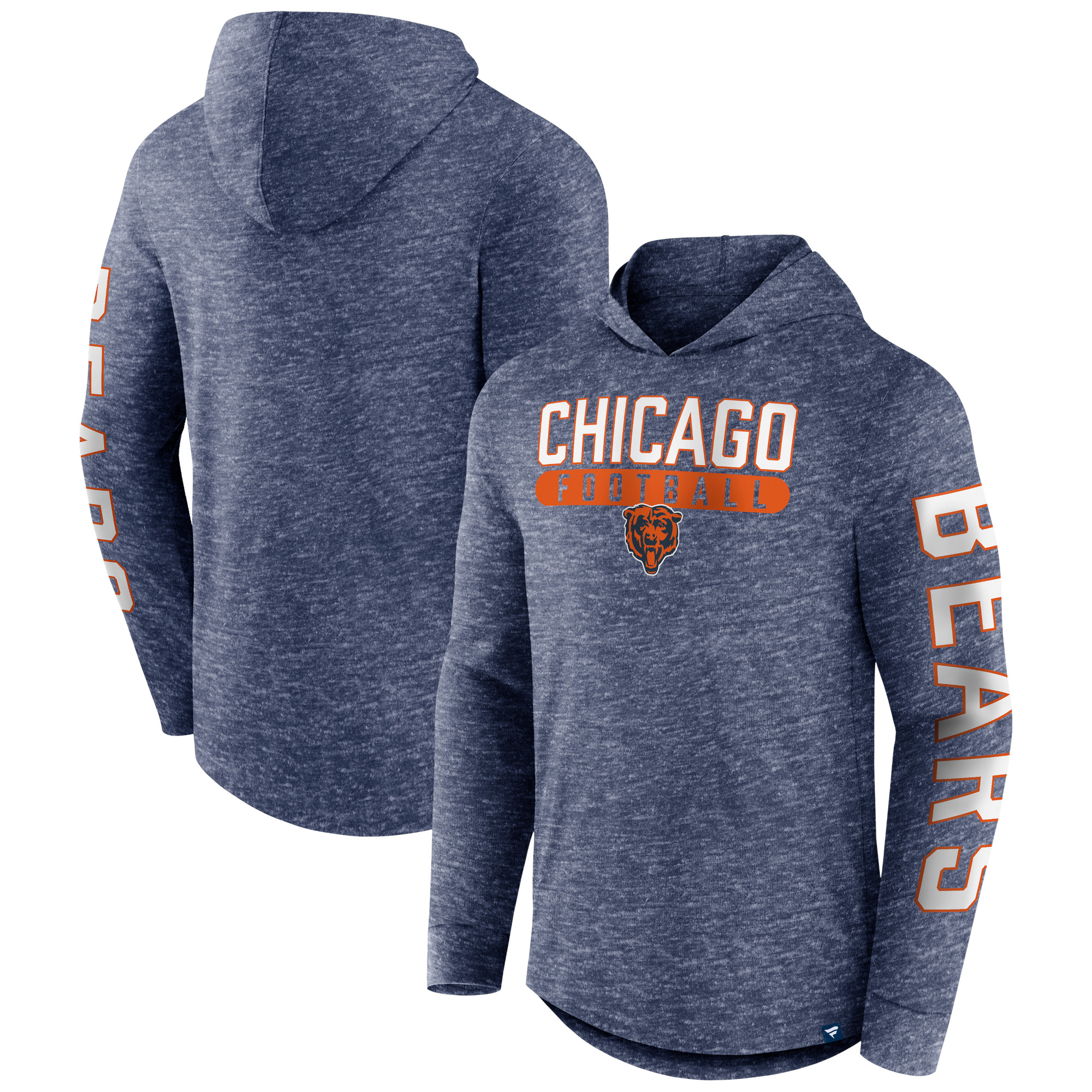 Chicago Bears Pill Stack Fanatics Heather Navy Langarm-Kapuzen-T-Shirt für Herren