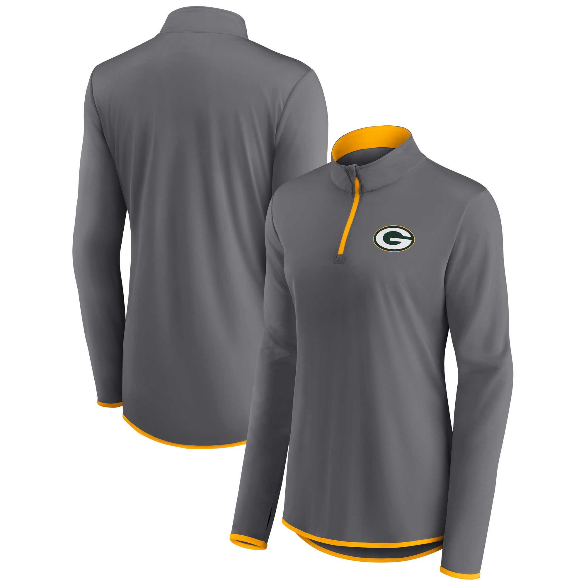 Damen-Langarmshirt „Green Bay Packers Corner“ in Grau mit 1/4-Reißverschluss