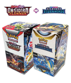 Pokémon 2er Mix-Bundle „Obsidianflammen + Silberne Sturmwinde“ – 2 Displays mit je 18 Boosterpacks