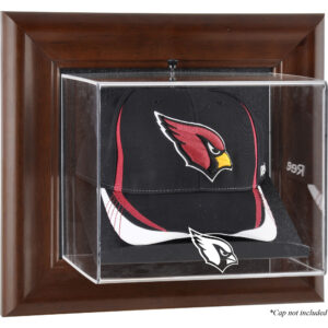 Arizona Cardinals – Wandmontierbare Vitrine mit Baseballkappe, brauner Rahmen