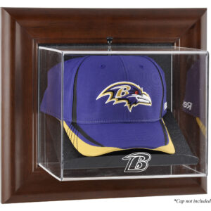 Baltimore Ravens – Wandmontierbare Baseballkappen-Vitrine in Braun