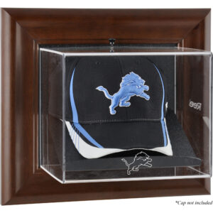 Detroit Lions – Wandmontierbare Baseballkappen-Vitrine in Braun