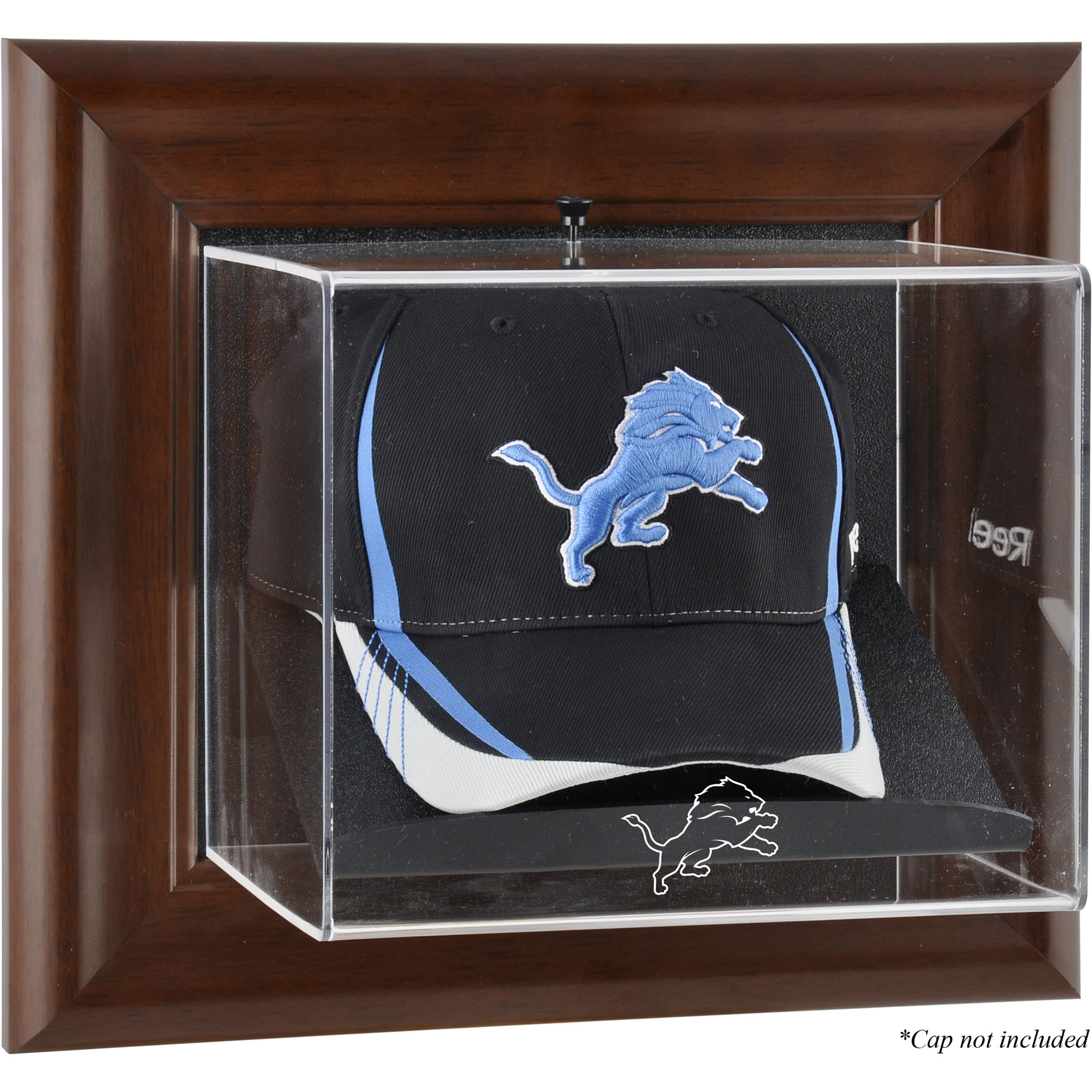Detroit Lions – Wandmontierbare Baseballkappen-Vitrine in Braun