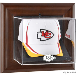 Kansas City Chiefs – Wandmontierbare Vitrine für Baseballkappen in Braun