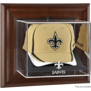 New Orleans Saints – Wandmontierbare Baseballkappen-Vitrine in Braun